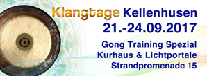 Banner der Klangtage Kellenhusen mit Gongtraining